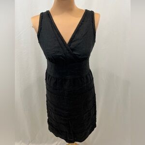 Talbots Black Linen Sheath‎ Dress Tiered